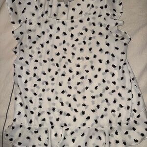 White and Black Patterned Women's Top